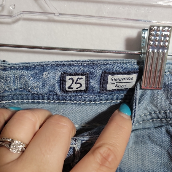 MISS ME Jeans Demin Size 25 Signature Boot Blue Jean Denim Bling 5 Pockets. - Picture 5 of 8